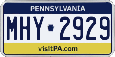 PA license plate MHY2929