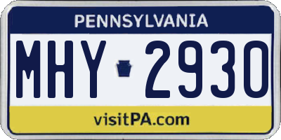 PA license plate MHY2930
