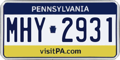 PA license plate MHY2931