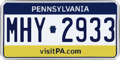 PA license plate MHY2933
