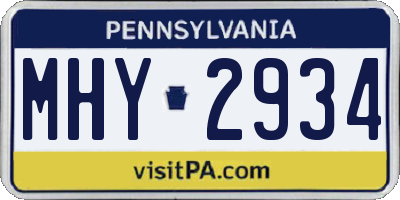 PA license plate MHY2934