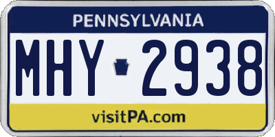 PA license plate MHY2938