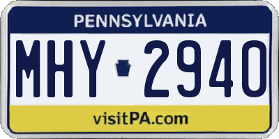 PA license plate MHY2940