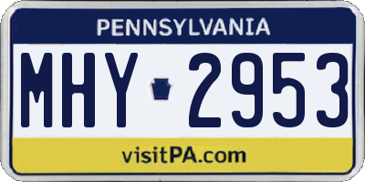 PA license plate MHY2953