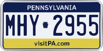 PA license plate MHY2955