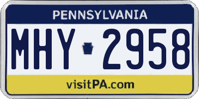 PA license plate MHY2958