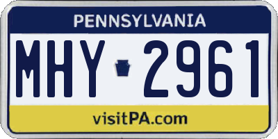 PA license plate MHY2961