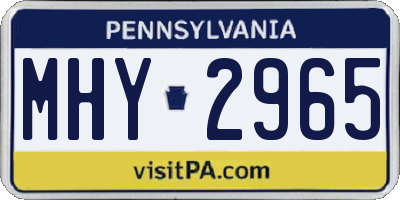 PA license plate MHY2965