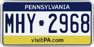 PA license plate MHY2968