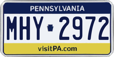 PA license plate MHY2972