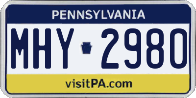 PA license plate MHY2980
