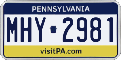 PA license plate MHY2981