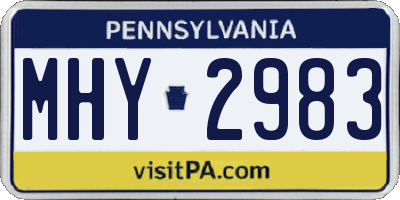 PA license plate MHY2983