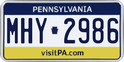 PA license plate MHY2986