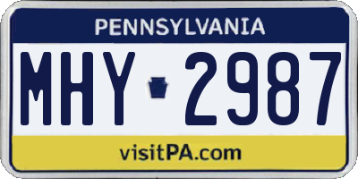 PA license plate MHY2987
