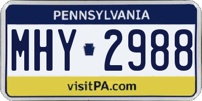PA license plate MHY2988