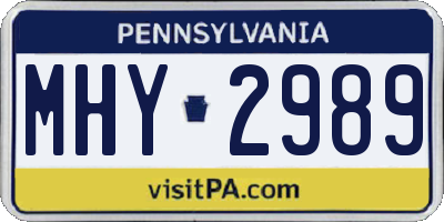 PA license plate MHY2989