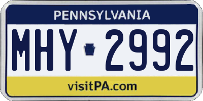 PA license plate MHY2992