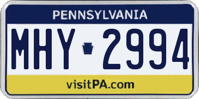 PA license plate MHY2994