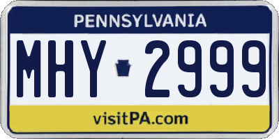 PA license plate MHY2999