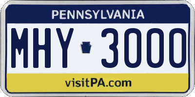 PA license plate MHY3000