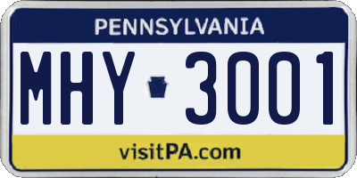 PA license plate MHY3001
