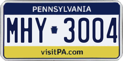 PA license plate MHY3004