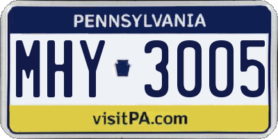 PA license plate MHY3005
