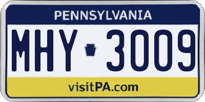 PA license plate MHY3009