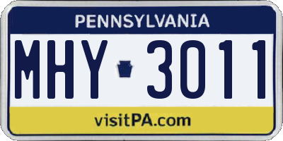 PA license plate MHY3011
