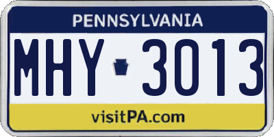 PA license plate MHY3013