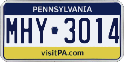PA license plate MHY3014
