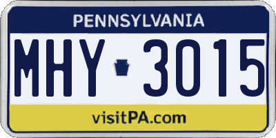 PA license plate MHY3015
