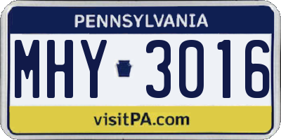 PA license plate MHY3016