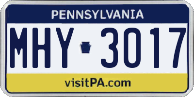 PA license plate MHY3017