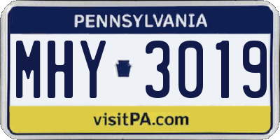 PA license plate MHY3019