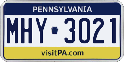 PA license plate MHY3021