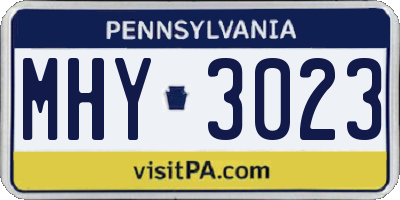 PA license plate MHY3023