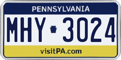 PA license plate MHY3024