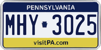 PA license plate MHY3025