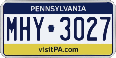 PA license plate MHY3027