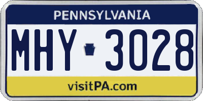 PA license plate MHY3028