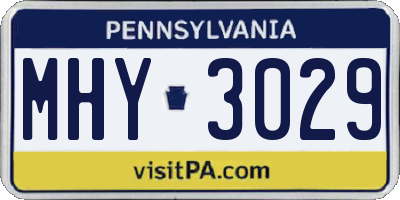 PA license plate MHY3029