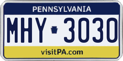 PA license plate MHY3030