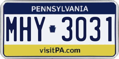 PA license plate MHY3031