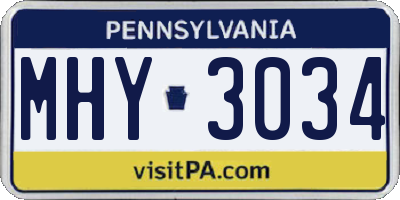 PA license plate MHY3034