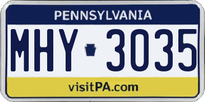 PA license plate MHY3035
