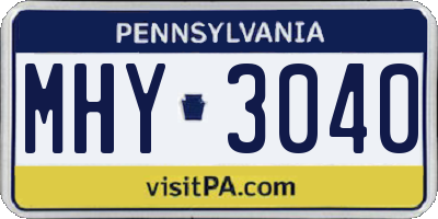 PA license plate MHY3040