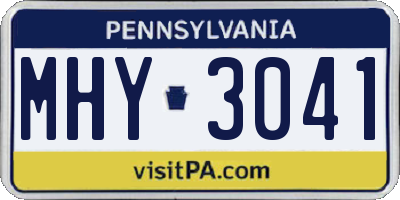 PA license plate MHY3041