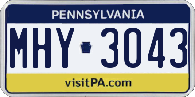 PA license plate MHY3043